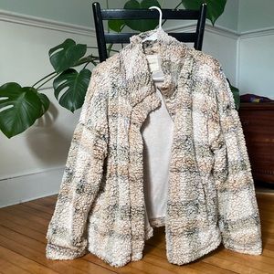 Thread and Supply faux shearling plaid jacket. Brand new condition.